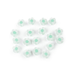 Koraliki plastikowe kwiaty matowe ø13 mm - Zieleń pastelowa (10 Gramy)