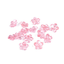 Boutons/perles fleurs en plastique, ø 12 mm - Rose clair (30 Grammes)