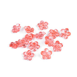 Boutons/perles fleurs en plastique, ø 12 mm - Rose vif (30 Grammes)