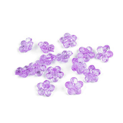 Boutons/perles fleurs en plastique, ø 12 mm - Lilas violet (30 Grammes)