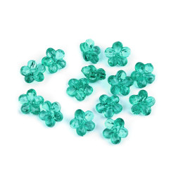 Boutons/perles fleurs en plastique, ø 12 mm - Turquoise verte (30 Grammes)