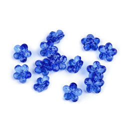 Boutons/perles fleurs en plastique, ø 12 mm - Bleu roi (30 Grammes)