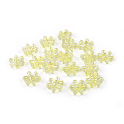 Koraliki plastikowe kwiaty ø17 mm z efektem ab - Żółty (10 Gramy)