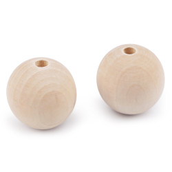 Dřevěné korále nelakované ø45 mm - Přírodní sv. (2 Kusy)