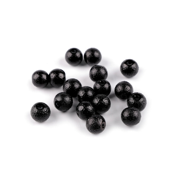 Szklane woskowane perły żebrowane ø10 mm - Czarny (160 Gramy) Szklane woskowane perły żebrowane ø10 mm - Czarny (160 Gramy)