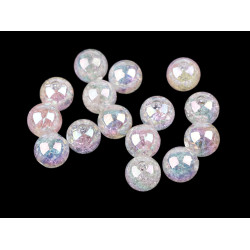 Plastic beads with ab effect ø13 mm - Transparent (15 Pieces)
