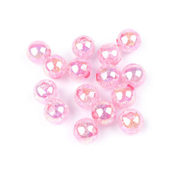 Plastic beads with ab effect ø13 mm - Light pink (15 Pieces)