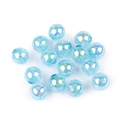 Plastic beads with ab effect ø13 mm - Turquoise light (15 Pieces)