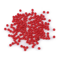 Plastic beads color ø4 mm - Red (100 Grams)