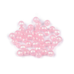 Plastic beads pearl ab frost effect ø10 mm - Light pink (120 Grams)