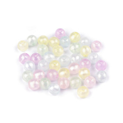 Plastic beads pearl ab frost effect ø10 mm - Mix (120 Grams)