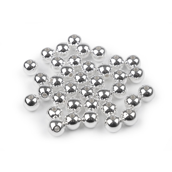 Koraliki plastikowe woskowane metalic ø10 mm - Srebrny (200 Gramy) Koraliki plastikowe woskowane metalic ø10 mm - Srebrny (200 Gramy)