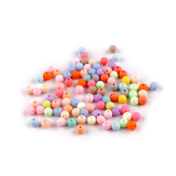 Matte plastic beads, rubberized surface ø6 mm - Mix (100 Grams)