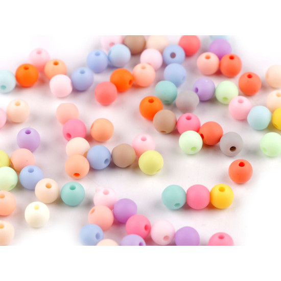 Matte plastic beads, rubberized surface ø6 mm - Mix (100 Grams) Matte plastic beads, rubberized surface ø6 mm - Mix (100 Grams)