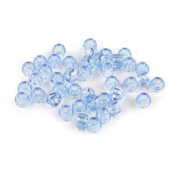 Koraliki plastikowe duży otwór do przewlekania 9x6 mm - Jasnyniebieski (20 Gramy)