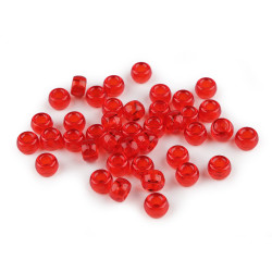 Koraliki plastikowe duży otwór do przewlekania 9x6 mm - Czerwony (20 Gramy)