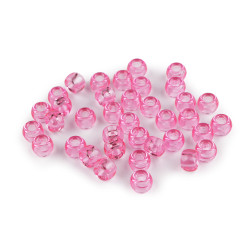 Koraliki plastikowe duży otwór do przewlekania 9x6 mm - Różowy (500 Gramy)