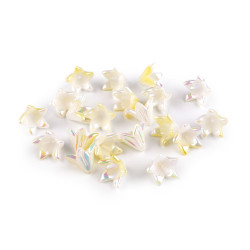 Koraliki plastikowe z efektem ab dzwoneczek 12x16 mm - Biało-żółty (20 Sztuki)