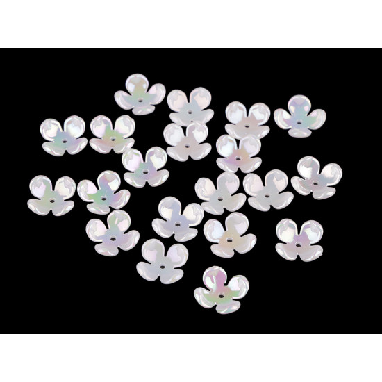 Koraliki plastikowe perłowe z efektem ab kwiatek 6x17 mm - Biały perłowy (80 Sztuki) Koraliki plastikowe perłowe z efektem ab kwiatek 6x17 mm - Biały perłowy (80 Sztuki)