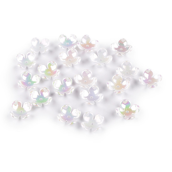 Koraliki plastikowe perłowe z efektem ab kwiatek 6x17 mm - Biały perłowy (80 Sztuki) Koraliki plastikowe perłowe z efektem ab kwiatek 6x17 mm - Biały perłowy (80 Sztuki)