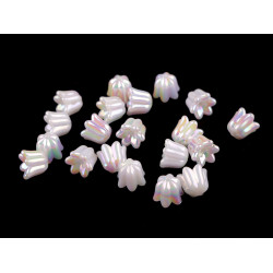 Koraliki plastikowe z efektem ab dzwoneczek 12x14 mm - Biały perłowy (20 Sztuki)