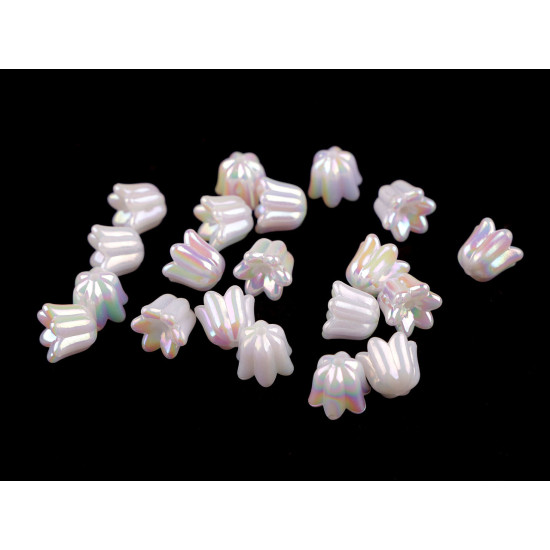 Koraliki plastikowe z efektem ab dzwoneczek 12x14 mm - Biały perłowy (200 Sztuki) Koraliki plastikowe z efektem ab dzwoneczek 12x14 mm - Biały perłowy (200 Sztuki)