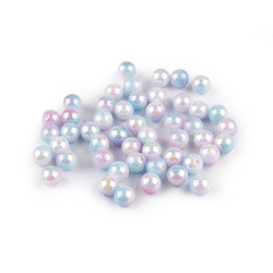 Koraliki plastikowe efekt mermaid ø8 mm - Niebieski niezapominajka (160 Gramy)