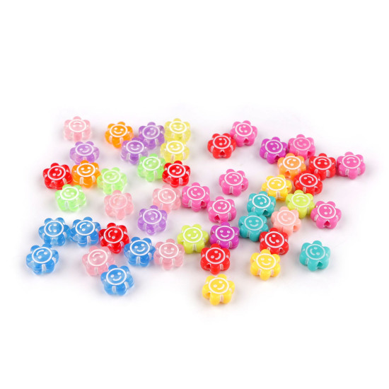 Koraliki plastikowe kwiatek ø11 mm - Mix (10 Gramy) Koraliki plastikowe kwiatek ø11 mm - Mix (10 Gramy)