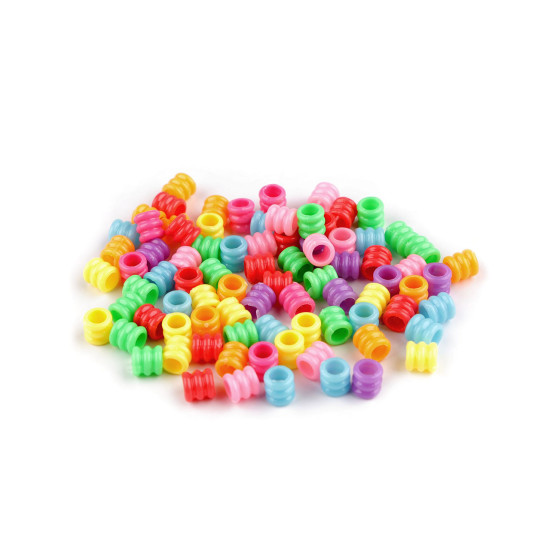 Koraliki plastikowe duży otwór do przewlekania 7x7 mm żłobione wałeczki - Mix (10 Gramy) Koraliki plastikowe duży otwór do przewlekania 7x7 mm żłobione wałeczki - Mix (10 Gramy)