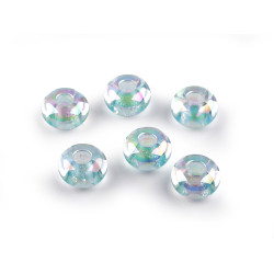 Perles breloques en plastique, ø 13 mm, avec effet ab - Menthe (30 Pièces)
