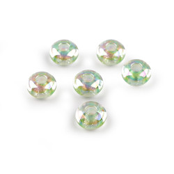 Perles breloques en plastique, ø 13 mm, avec effet ab - Vert clair (30 Pièces)