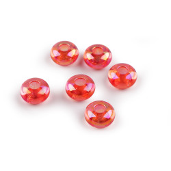 Perles breloques en plastique, ø 13 mm, avec effet ab - Rouge clair (30 Pièces)
