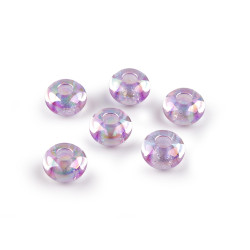 Perles breloques en plastique, ø 13 mm, avec effet ab - Violet clair (30 Pièces)