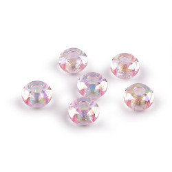 Perles breloques en plastique, ø 13 mm, avec effet ab - Rose clair (30 Pièces)