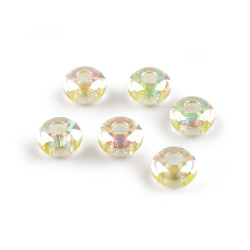 Perles breloques en plastique, ø 13 mm, avec effet ab - Blanc jaune (30 Pièces)