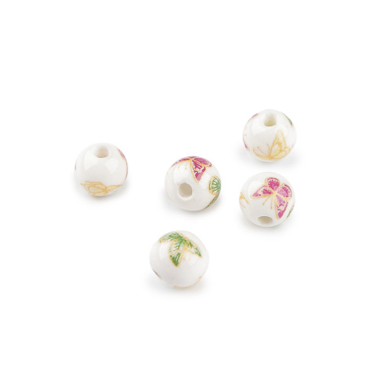 Porcelán gyöngy virággal ø10 mm - Lilarózsás (5 Darabok) Porcelán gyöngy virággal ø10 mm - Lilarózsás (5 Darabok)