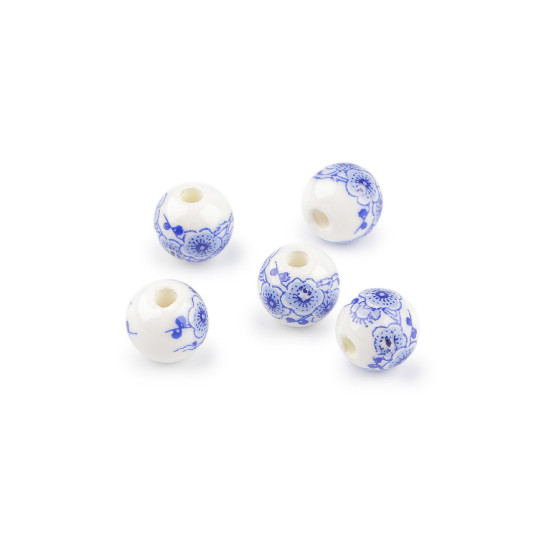 Porcelán gyöngy virággal ø10 mm - Lilarózsás (5 Darabok) Porcelán gyöngy virággal ø10 mm - Lilarózsás (5 Darabok)