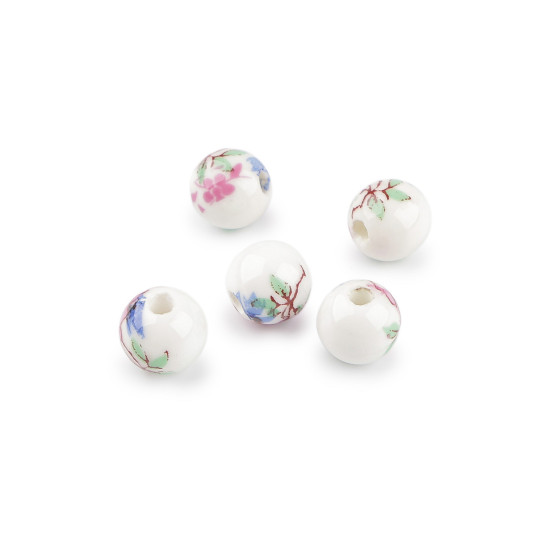 Porcelán gyöngy virággal ø10 mm - Lilarózsás (5 Darabok) Porcelán gyöngy virággal ø10 mm - Lilarózsás (5 Darabok)