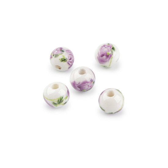 Porcelán gyöngy virággal ø10 mm - Lilarózsás (5 Darabok) Porcelán gyöngy virággal ø10 mm - Lilarózsás (5 Darabok)