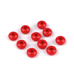 Dekorative kunststoffperlen mit großem loch, ø 15 mm - Rot (10 Stücke)