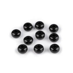Dekorative kunststoffperlen mit großem loch, ø 15 mm - Schwarz (10 Stücke)