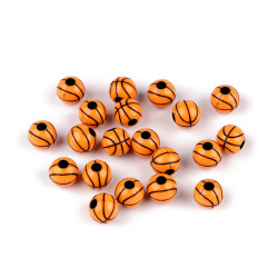 Perles ballon de basket en plastique, ø 11 mm - Orange (100 Pièces)