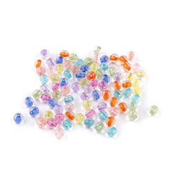 Plastic beads, flat, transparent with colored thread ø6 mm, 8 mm - Mix (100 Grams)