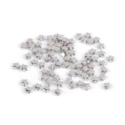 Koraliki plastikowe mini gwiazdy, serca, kostki metaliczne - Srebrny (10 Gramy)