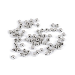 Koraliki plastikowe mini gwiazdy, serca, kostki metaliczne - Srebrny (10 Gramy)