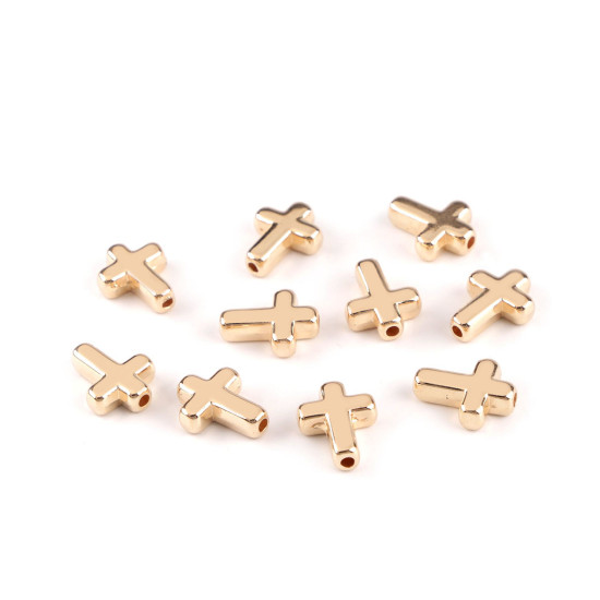 Koraliki plastikowe / komponenty do wyrobu biżuterii krzyżyk 12x15 mm metaliczne - Złoty (200 Sztuki) Koraliki plastikowe / komponenty do wyrobu biżuterii krzyżyk 12x15 mm metaliczne - Złoty (200 Sztuki)