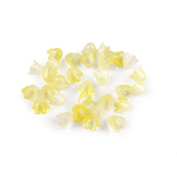 Koraliki plastikowe dzwoneczek barwione 9x11 mm - Biało-żółty (10 Gramy)