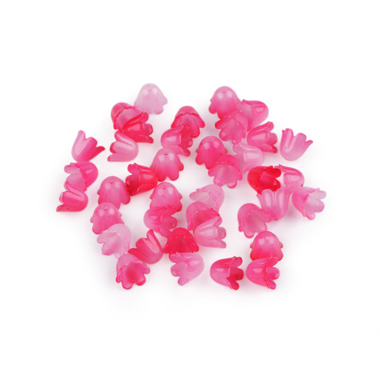 Koraliki plastikowe dzwoneczek barwione 9x11 mm - Malinowy (100 Gramy) Koraliki plastikowe dzwoneczek barwione 9x11 mm - Malinowy (100 Gramy)
