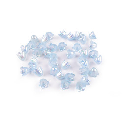 Koraliki plastikowe dzwoneczek efekt ab 9x11 mm - Niebieski niezapominajka (10 Gramy)