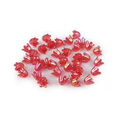 Koraliki plastikowe dzwoneczek efekt ab 9x11 mm - Czerwony (10 Gramy)
